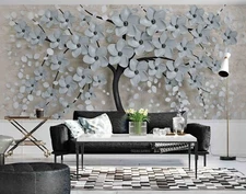 3D Relief Floral Tree Wall Murals Wallpaper Murals Wall Sticker