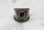 Vintage Sterling Silver Ring w/ Unknown Red Stone ~ Size 9 ~ 4.8g ~ 14-C827
