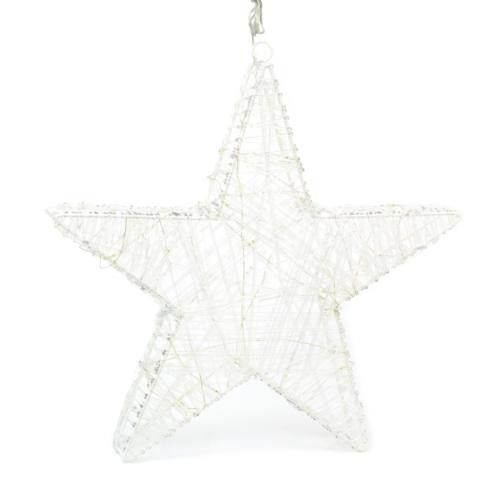 40cm White Christmas Star Light Window Hanging Decoration With 50 Warm