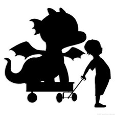 Boy Wagon Dragon - Decal Sticker - Multiple Colors  Sizes - ebn6102