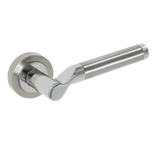 Modern Door Handles on Rose in Duo Chrome on Aluminium