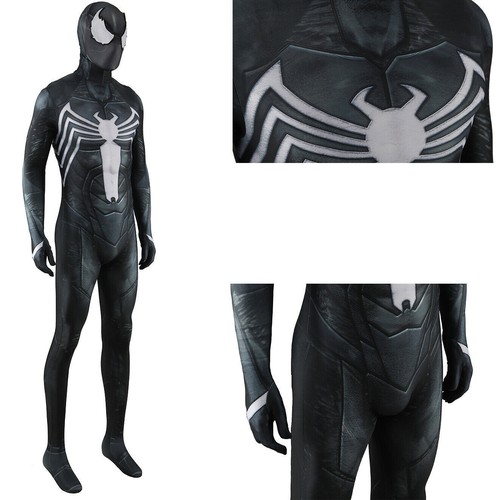 Black Venom Spider-Man Jumpsuit Superhero Suit Cosplay Costume Adult Kids Party - Picture 9 of 15