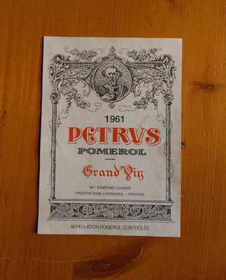 Chateau Petrus Pomerol 1961 Etikett