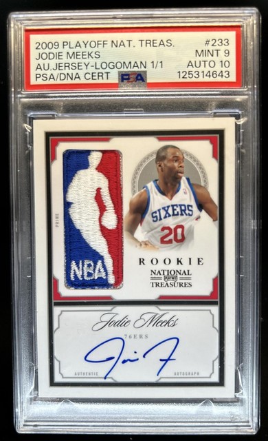 2009-10 National Treasure Jodie Meeks NBA Logoman Patch Auto Rookie 1/1 PSA 9 10