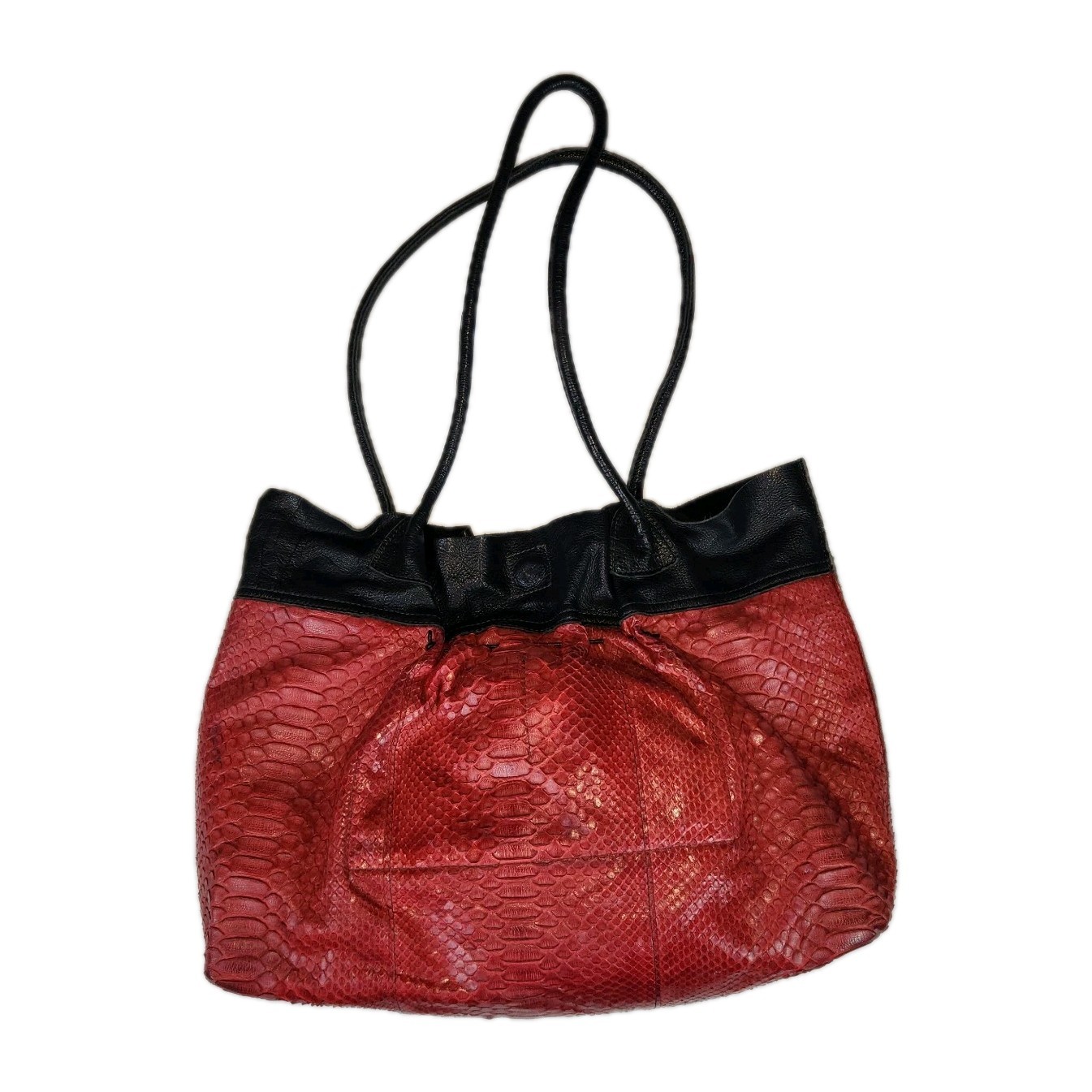 B. May Genuine Red Python Snakeskin Leather Draws… - image 2