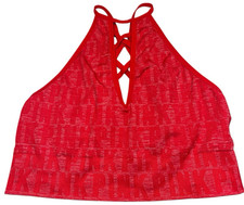 Victoria's Secret Pink Sports Bra Women L Cool  Comfy Red Wireless High Neck