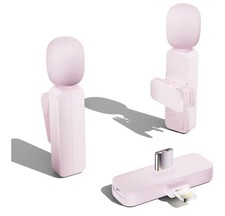 2 Pack Wireless Mini Lavalier Lapel Microphone for iPhone,Android Phone 2 in 1 