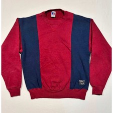 Vintage Russell Athletic Colorblock Sweatshirt Red Navy Blue Made in USA Mens M