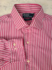 Ralph Lauren Men's Size 16 1/2 32-33 BUTTON DOWN SHIRT Classic Fit Red White