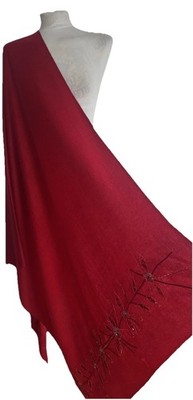 KARMA EGG TRADING SUPERWEICHE ROTE PERLEN KASCHMIR & SEIDE LANGE BREITE STOLA PASHMINA
