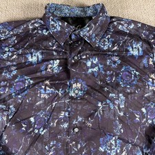 Robert Graham Shirt Mens Large Purple Blue Floral Long Sleeve Button Up Casual