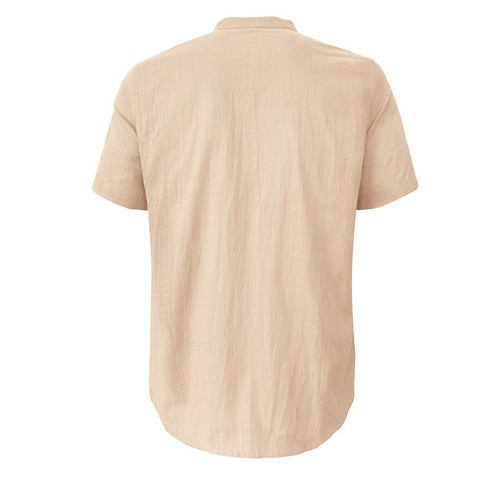 Men's Hawaiian Short Sleeve Beach Shirt Henry Shirt Holiday Cotton Linen Shirt - Picture 14 of 30