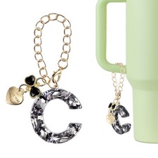 Letter Charm for Stanley Tumbler Cup, Bow Heart Initial C Letter Charm, Black