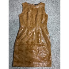 Selene Sport Womens Medium Croc Embossed Faux Leather Sleeveless Sheath Dress