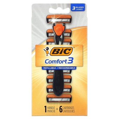 BIC Hybrid Advance 3 Manual Shaving Razor 6 Cartridges Triple Blade Comfort