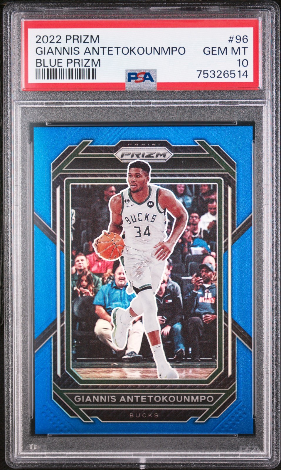 Giannis Antetokounmpo 2022 Prizm Blue 88/199 PSA 10 #96