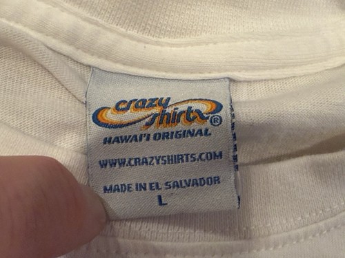 Crazy Shirts youth L White Cat Hula Hawaii B Kliban Tee 2 Sided Short Sleeve - Picture 4 of 6