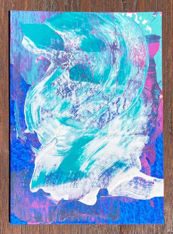 ACEO contemporary abstract original painting signed 485