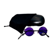 Round Sunglasses W/ Black Frame And Put Polycarbonate Lenses. Case Included.