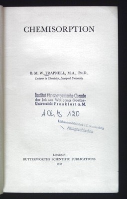 Chemisorption. Trapnell, B.M.W.: