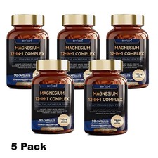 5PACK Magnesium 12in1 Complex 700mg Dietary Supplement 90 capsules Daily Support