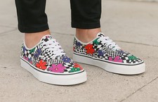 Vans Authentic Floral Checkerboard Printed Sneakers, Size: Men 5.5/ Women 7.0