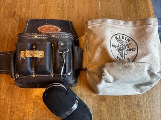 Vintage Leather Tool Belt Pouch Lot Klein Tools Canvas Bag WaistPro Case