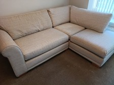 NEXT Beige Fabric Corner Sofa with Chaise, Modern Solid Plain 208x163cm