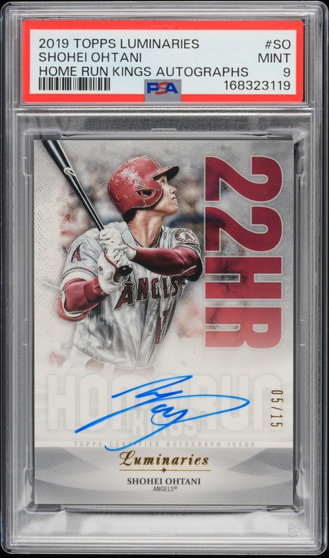 2019 TOPPS LUMINARIES HOME RUN KINGS AUTOS #SO SHOHEI OHTANI 5/15 PSA 9 AUTO