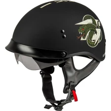 GMax Matte Black/Bone HH-65 DRK1 Full Dressed Half Helmet H965121046