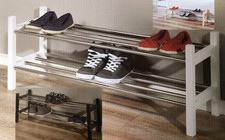 Schuhregal Schuhablage Aufbewahrung 2 Ablegen Metall und Holzdekor