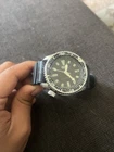 Vintage Seiko Diver Watch With Rubber Band Working NEEDS WORK Uranium Dial