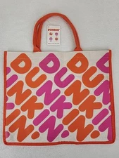 Dunkin Donuts Limited Edition 2019 Tote Beach Bag Coffee Beige Pink Orange NEW