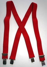 MEN'S RED SUSPENDERS WITH SILVER HARDWARE