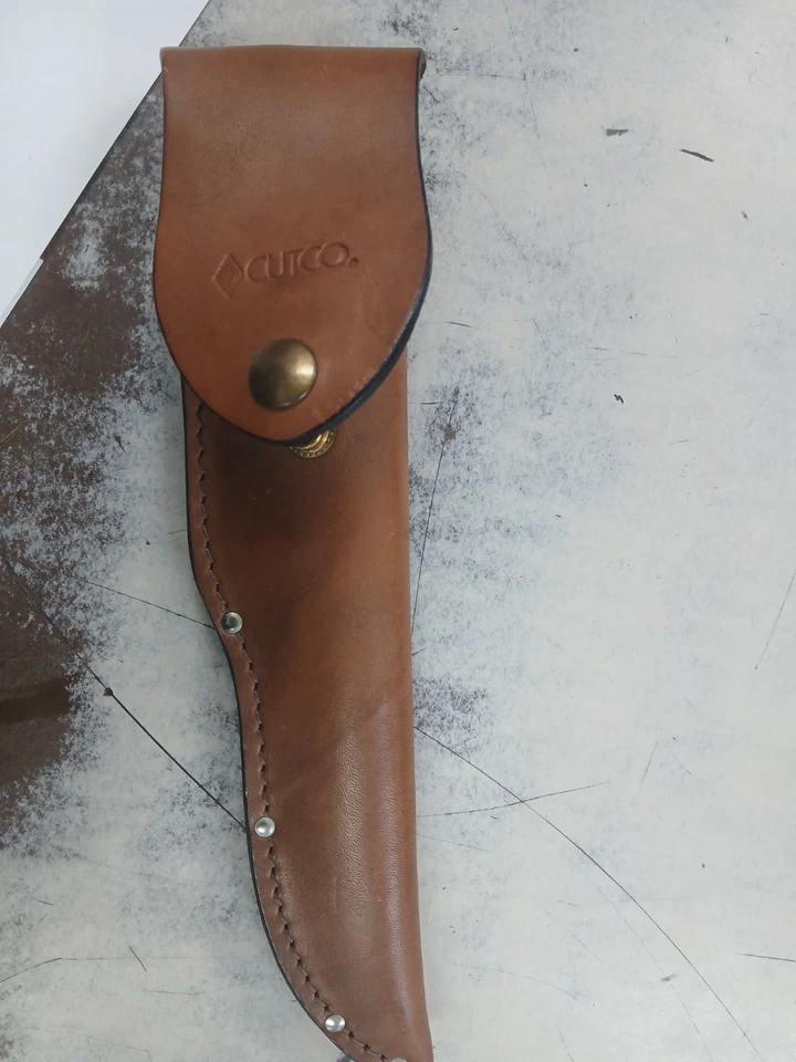 Cuchillo de hoja fija dentada Cutco 1769 con funda de cuero nuevo en caja peces de caza Foto 4 de 4