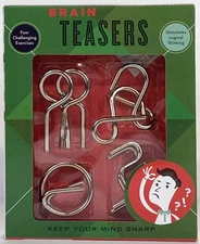 Metal Brain Teaser Puzzle Kit Metal Chrome Twist Unlock Interlock 4 Exercises