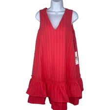 Calvin Klein Women's Double V Mini Ruffled Babydoll Dress Size 8 Pink