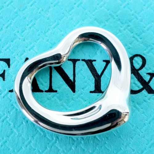 Tiffany & Co. Open Heart Elsa Peretti 15mm Charm Only Pendant Top Silver