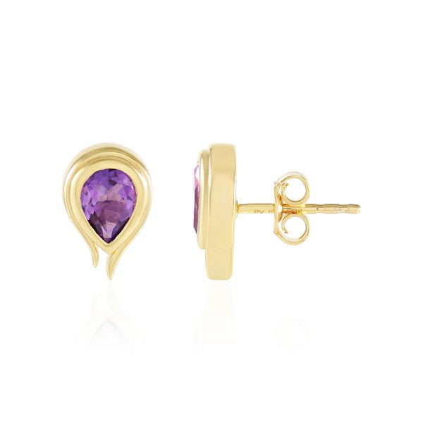 Cavill Amethyst Ohrringe 1,00Ct Tropfen 925 Silber Gold Plattiert Echtschmuck-image