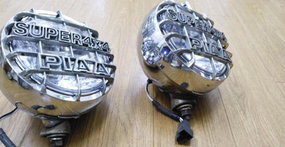 PIAA SUPER 4x4 Round Chrome Fog Lights Set of 2 USED FROM JAPAN