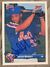 1992 Butch Huskey Donruss Rated Rookie Signed Autograph NY Mets Auto Card. rookie card picture