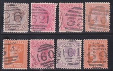 VICTORIA AUSTRALIA QV 8 various numeral cancels............................D4028