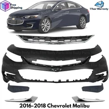 Front Bumper Cover Fascia & Grille Assembly For 2016-2018 Chevrolet Malibu