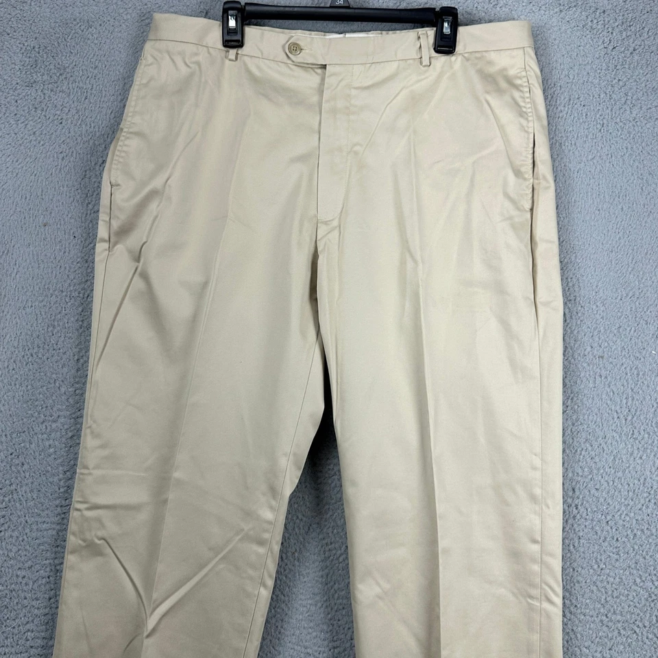 Daniel Cremieux Mens Dress Pants 40X32 Beige Flat Front Straight Fit Pockets - Image 2 of 4