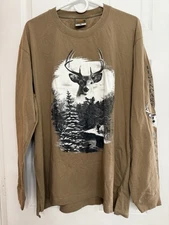 Legendary Original Deer Gear Shirt Men’s XL Brown Tan Long Sleeve Deer Whitetail