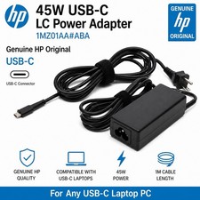 NEW GENUINE HP 45W USB-C LC Power Adapter 1MZ01AA ABA for Any USB-C Laptop PC