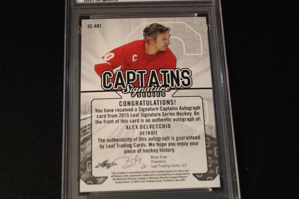 2015 Leaf Signature Series -Captians Auto - Alex Delvecchio 4/5 -PSA GEM MINT 10 - Image 4 of 4