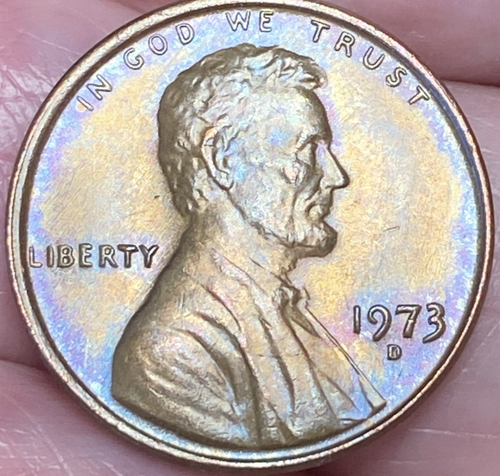 1973-D Lincoln Memorial Penny bellissima moneta brillante tono arcobaleno FDC #25 - Foto 10 di 13