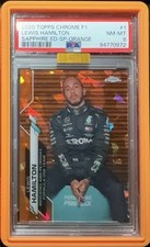 2020 Topps Chrome Formula 1 Lewis Hamilton Sapphire Orange SP IV /25 PSA 8