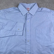 Vintage Brooks Brothers Shirt Mens 17-34 Blue Long Sleeve Button Up Made in USA